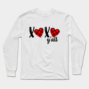 Plaid heart xoxo all hugs and kisses Love Valentines Day gift Long Sleeve T-Shirt